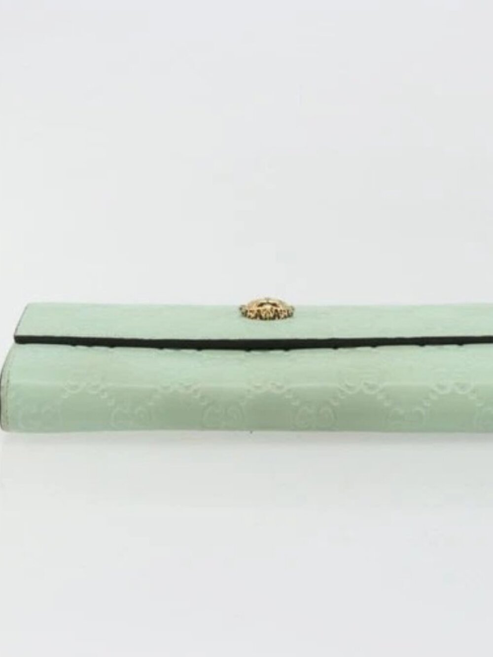 GUCCI GG Canvas Guccissima Long Wallet Leather Green Gold 548055 Auth bs35079A - Picture 6 of 16